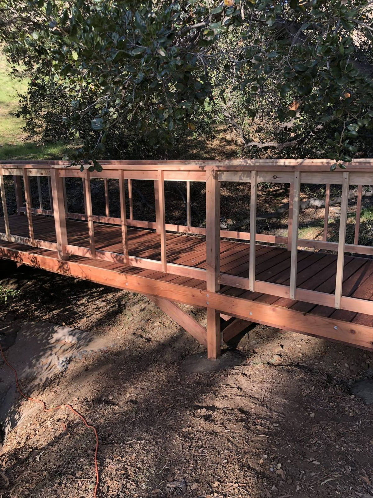 Finished timber bridge over the creek, Calabasas