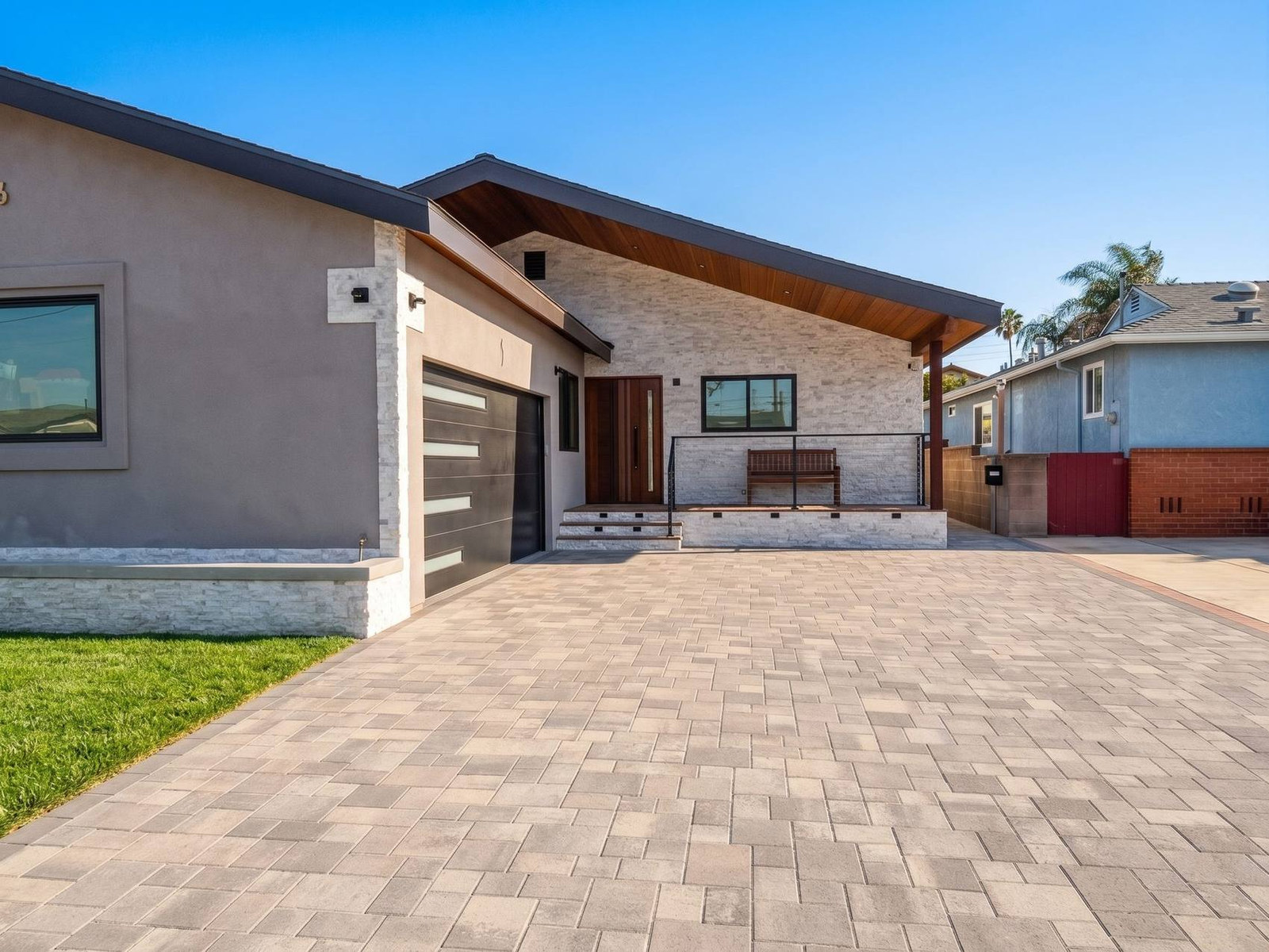 Hotta Residence front elevation after the full remodel, Torrance