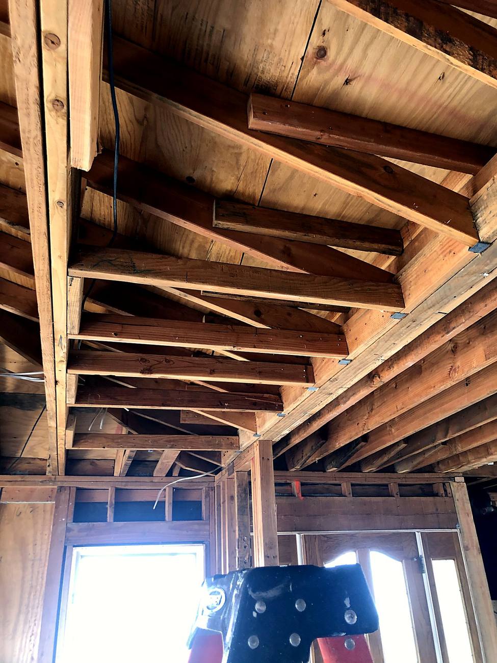 Vaulted framing in progress, Palos Verdes Drive