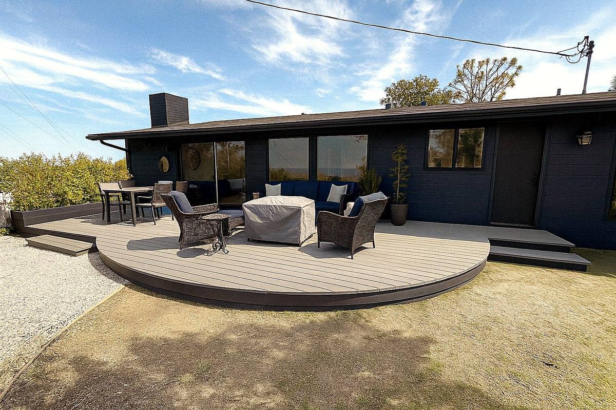 Concrete patio at sunset, Rolling Hills